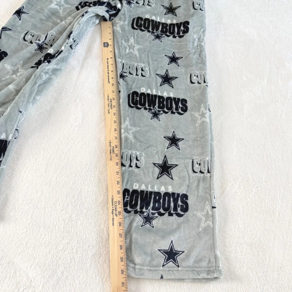NFL Dallas Cowboys Mens XXL Plush Fleece‎ Pajama Pants Grey All Over Print New